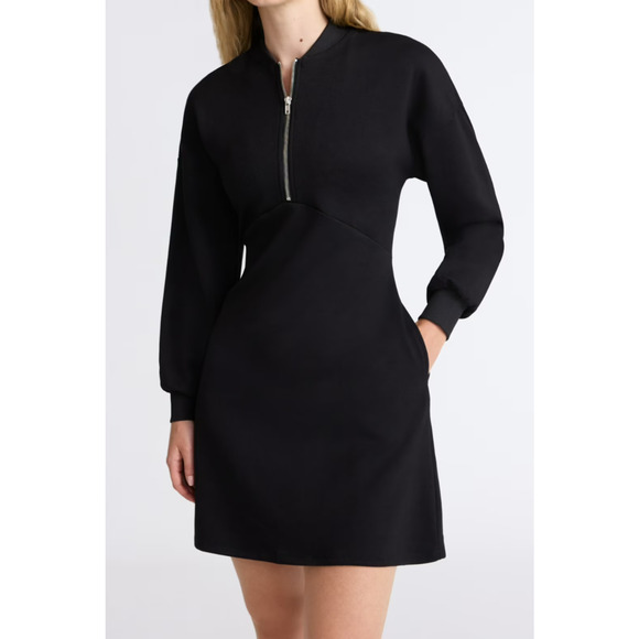 Scoop Womens New ScubaKnit Zip Front Mini Dress Black Soot Size XS (0-2) - Picture 7 of 7